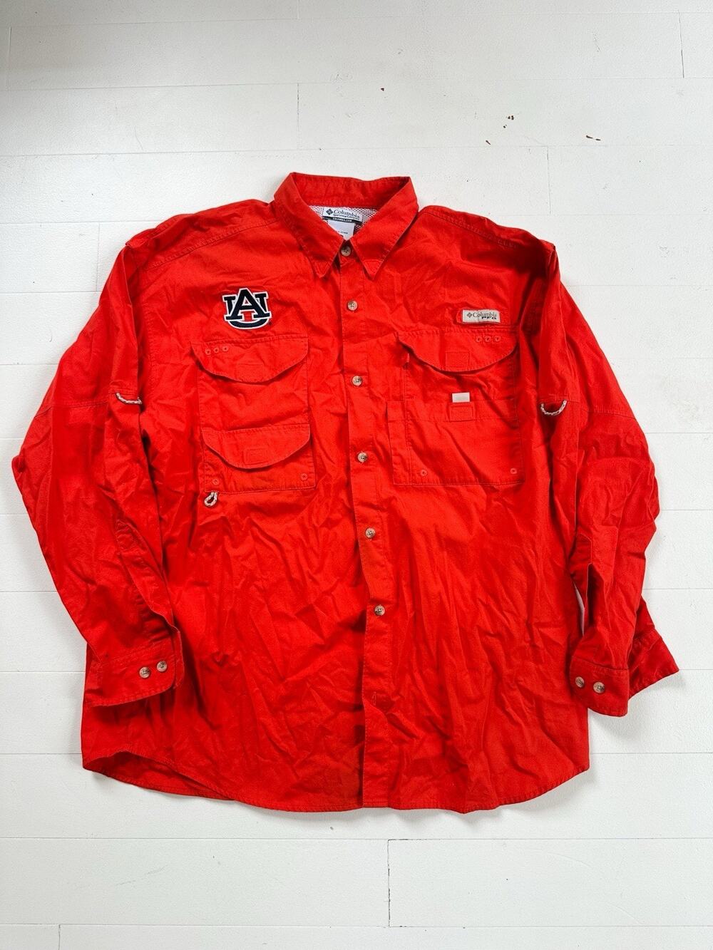 Auburn University Columbia Pro Orange Golf Fishing Shirt XL